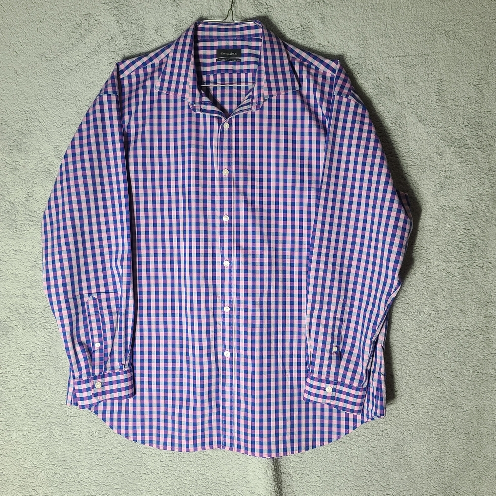 Mens Wear house - Esquire Blue & Purple Gingham Check Slim Fit Dress Shirt